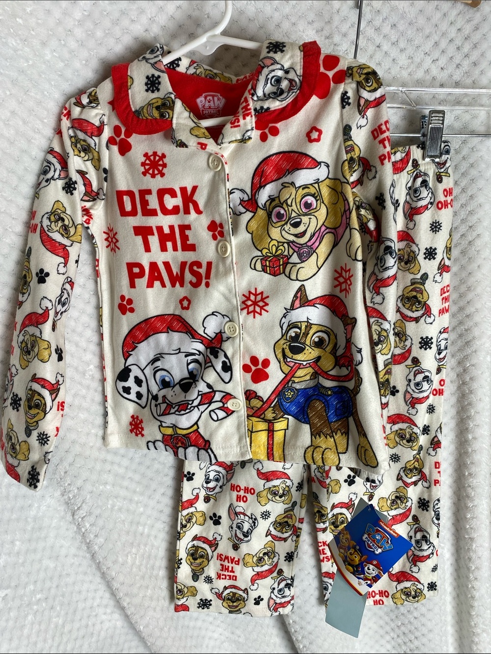 PAW Patrol Kids' 'Deck the Paws' Red & Cream Holiday Pajama Set
